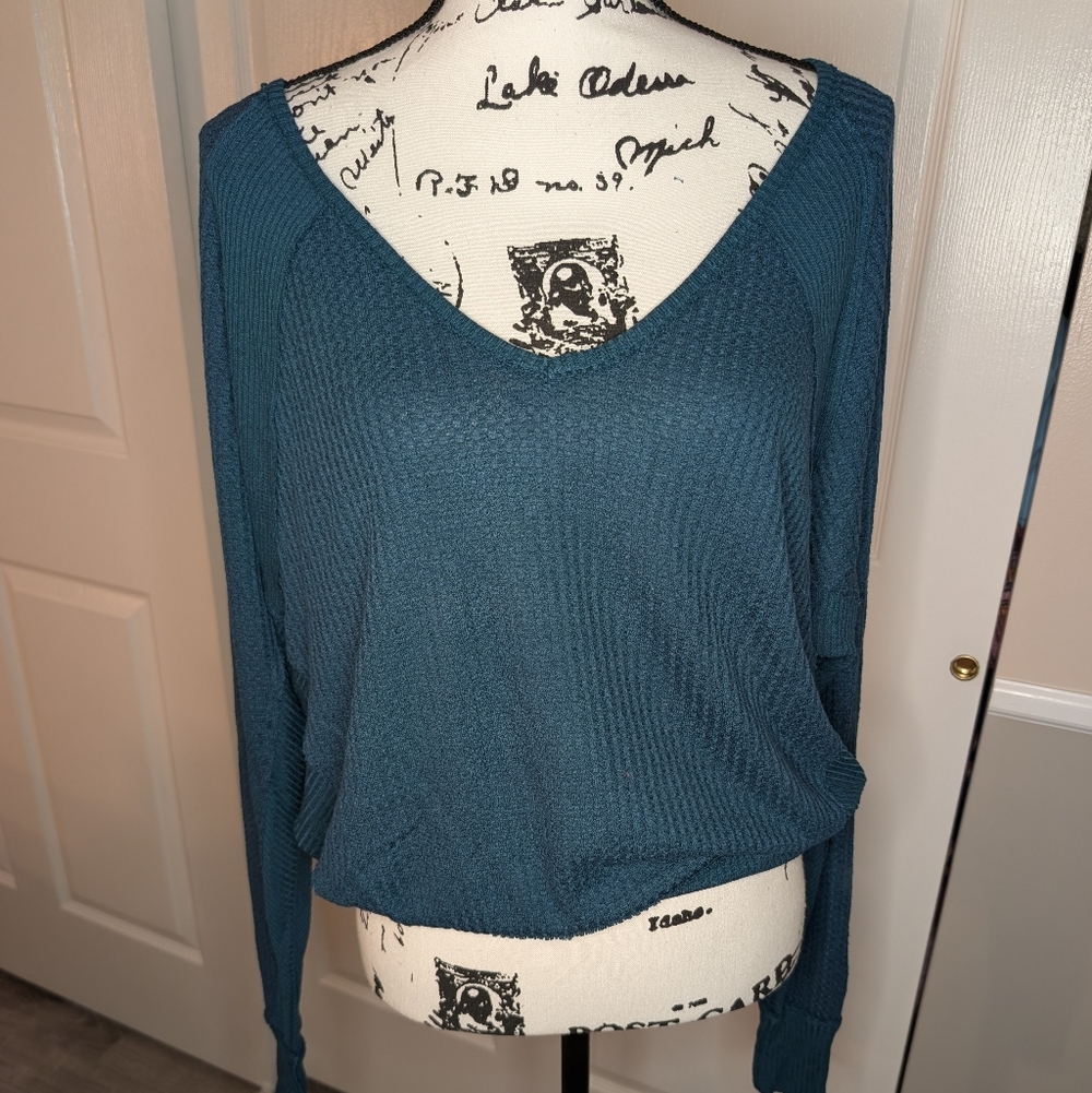NWT Free People Waffle Knit V-Neck Top